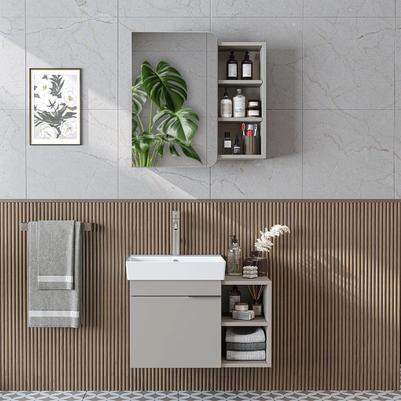 Mobile bagno sospeso lavabo specchio 72 cm tortora Mistral