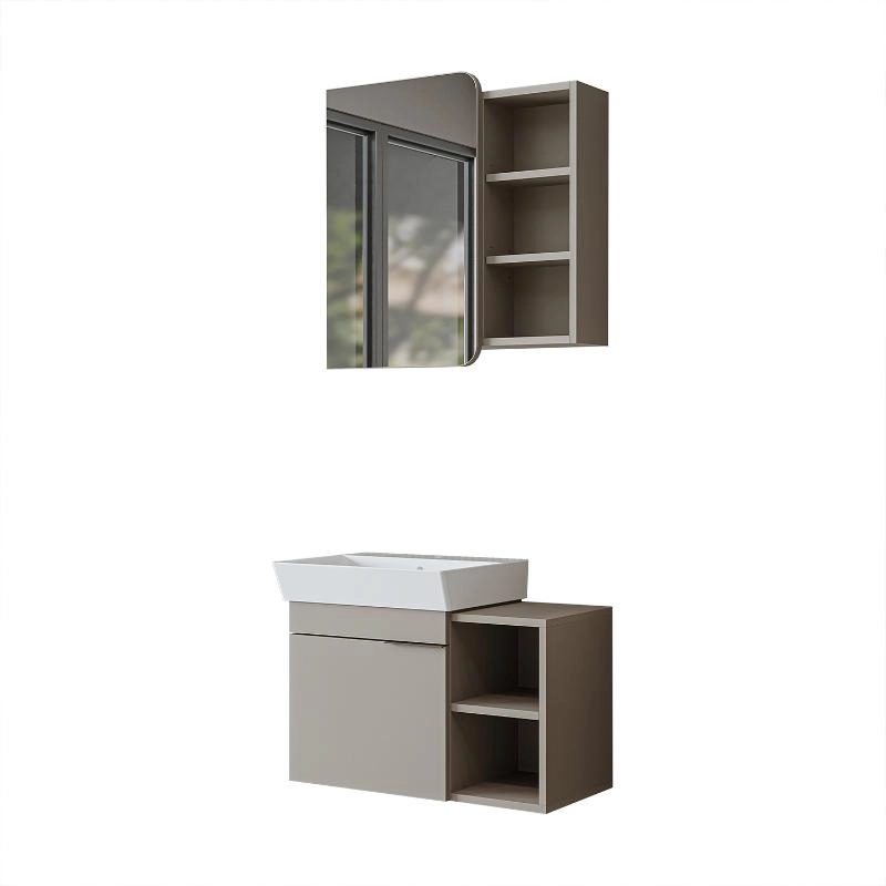 Mobile bagno sospeso lavabo specchio 72 cm tortora Mistral