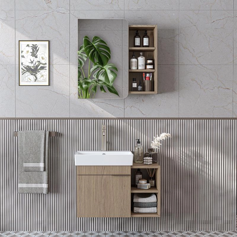 Mobile bagno sospeso lavabo specchio 72 cm rovere Mistral