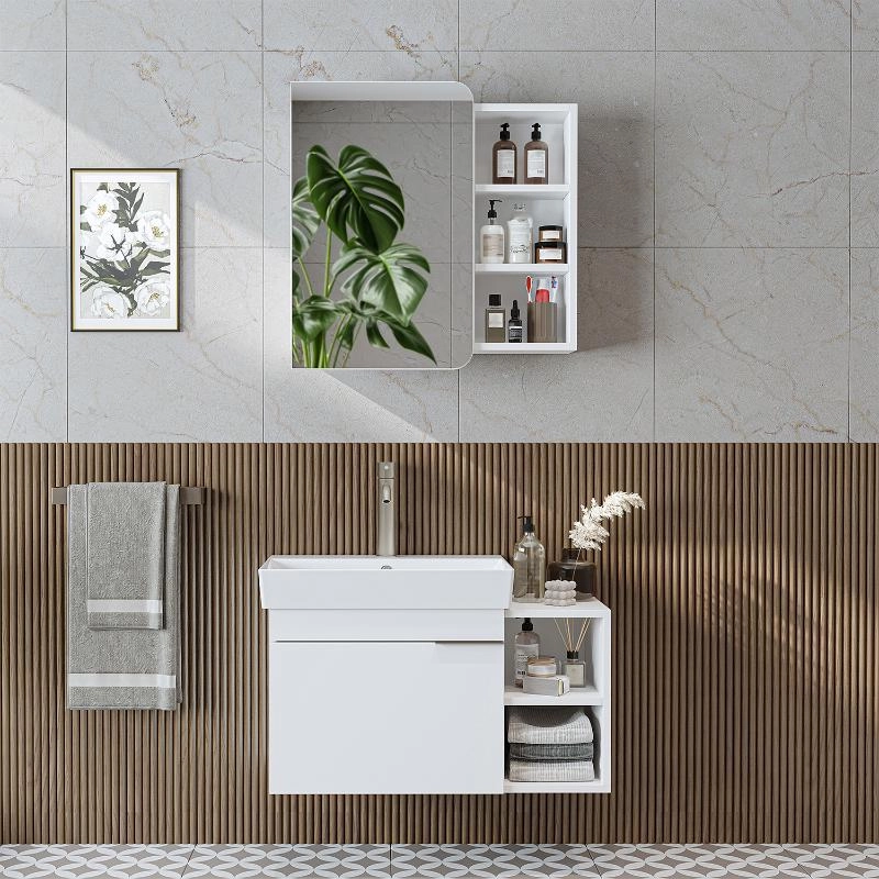 Mobile bagno sospeso lavabo specchio 82 cm bianco Mistral