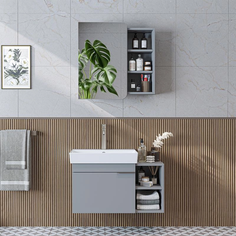 Mobile bagno sospeso lavabo specchio 82 cm grigio Mistral