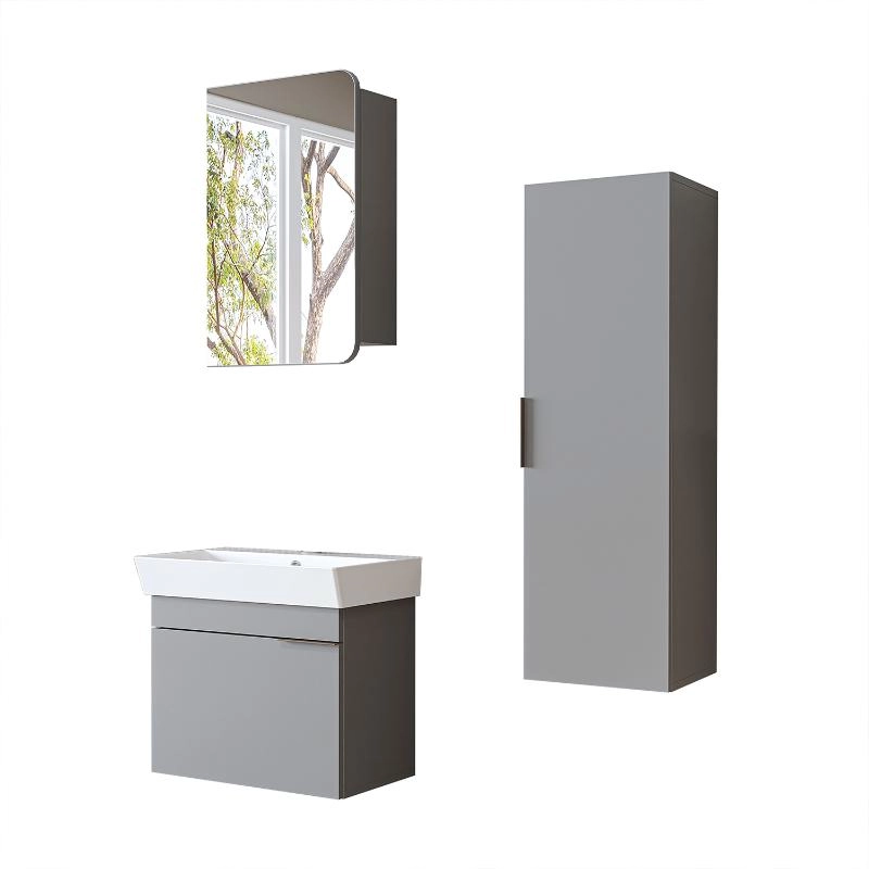 Mobile bagno sospeso lavabo specchio colonna 60 cm grigio Mistral