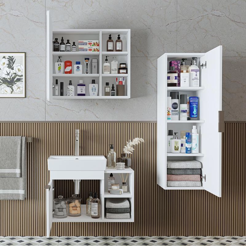 Mobile bagno sospeso lavabo specchio colonna 72 cm bianco Mistral