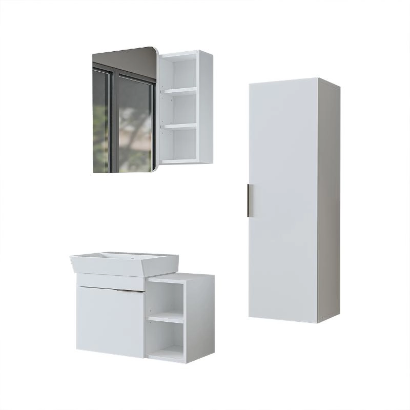 Mobile bagno sospeso lavabo specchio colonna 72 cm bianco Mistral