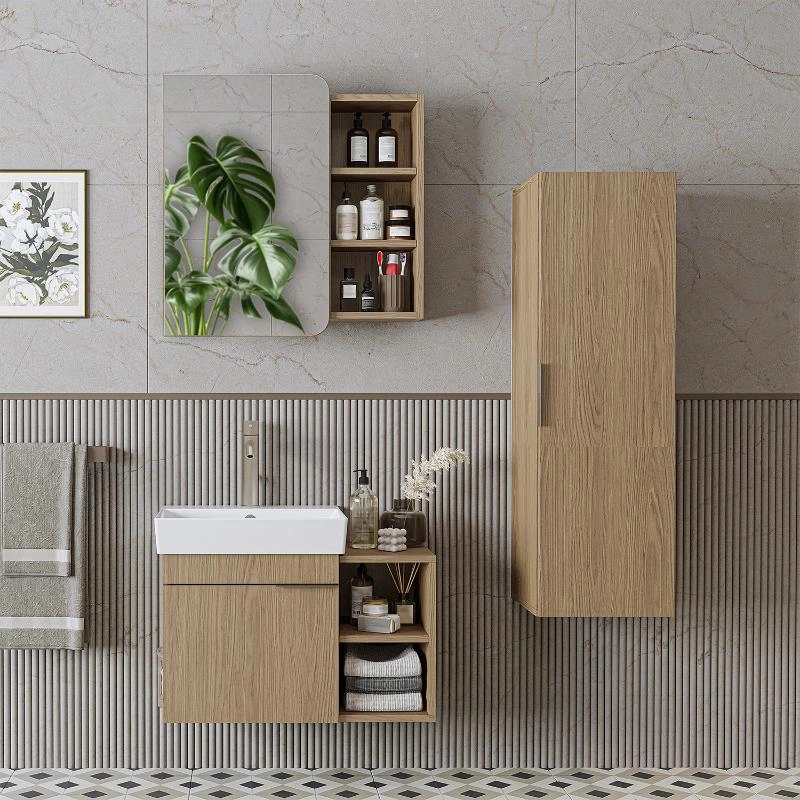 Mobile bagno sospeso lavabo specchio colonna 72 cm rovere Mistral