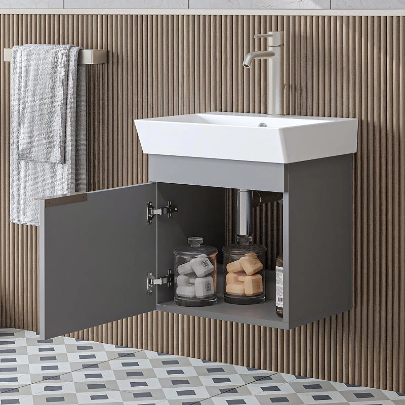 Mobile bagno sospeso lavabo 50 cm grigio Mistral