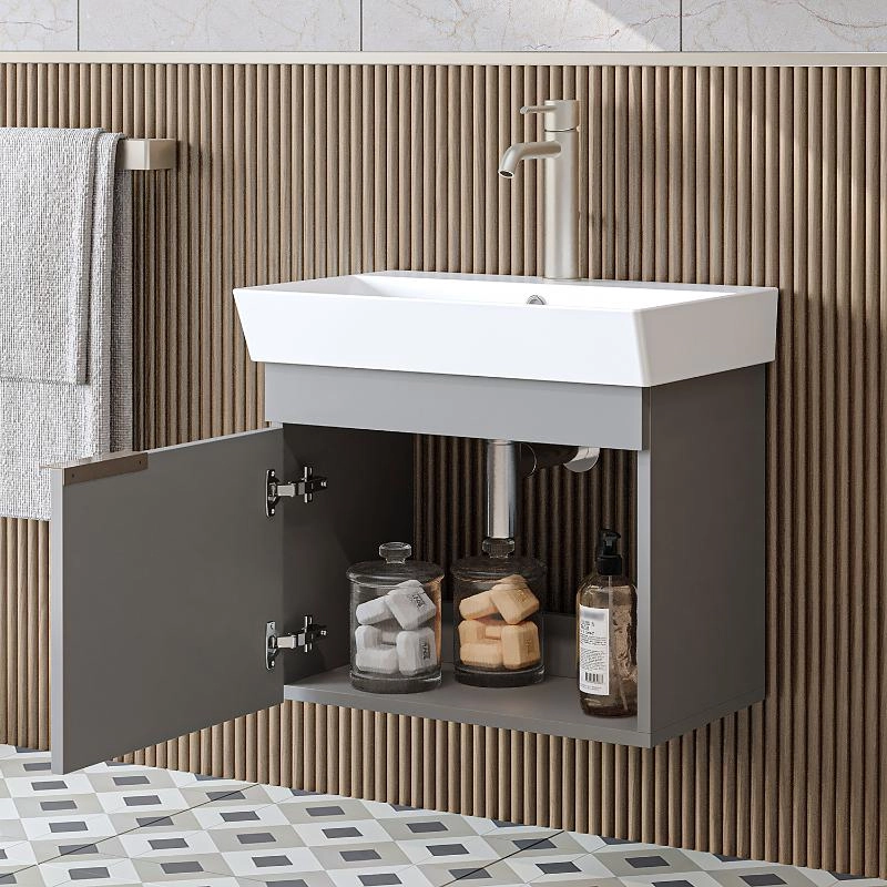 Mobile bagno sospeso lavabo 60 cm grigio Mistral