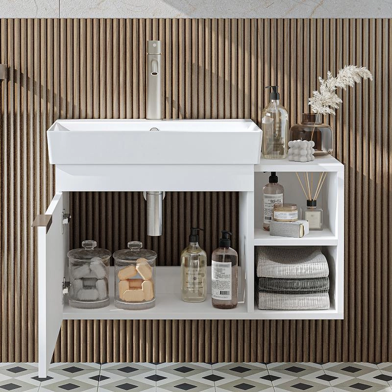 Mobile bagno sospeso lavabo 82 cm bianco Mistral