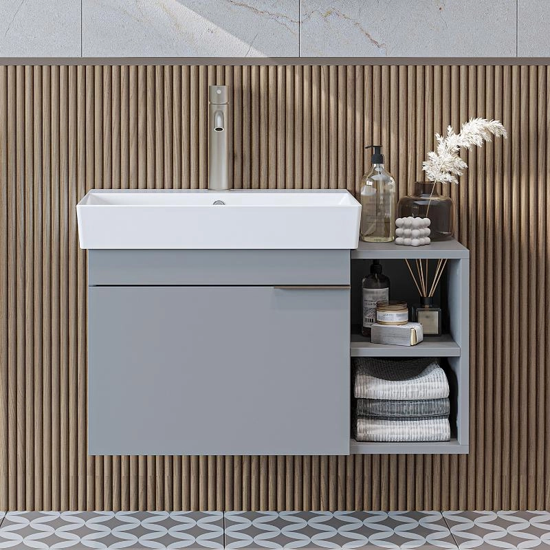 Mobile bagno sospeso lavabo 82 cm grigio Mistral