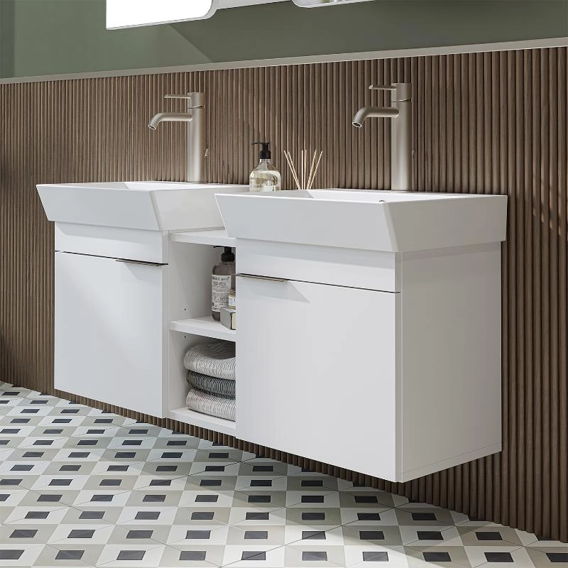 Mobile bagno sospeso doppio lavabo 120 cm bianco Mistral