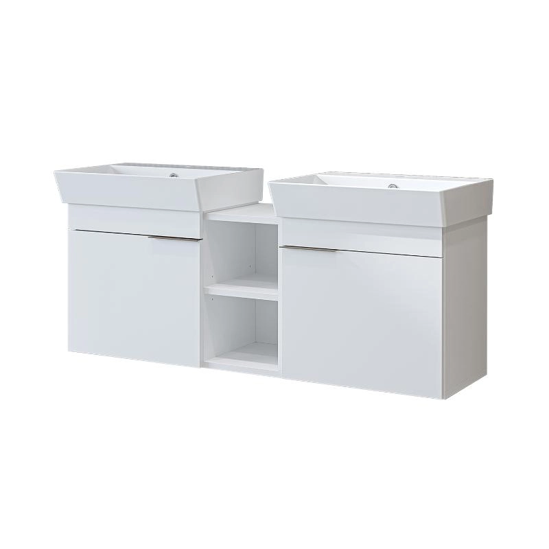 Mobile bagno sospeso doppio lavabo 120 cm bianco Mistral