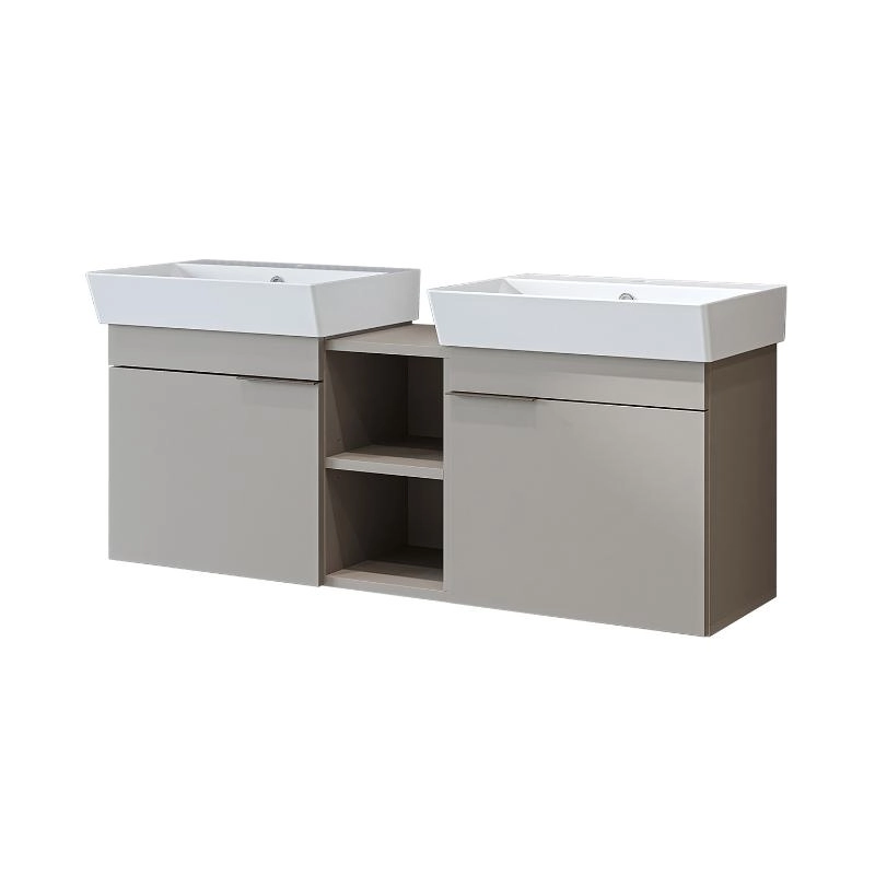 Mobile bagno sospeso doppio lavabo 120 cm tortora Mistral