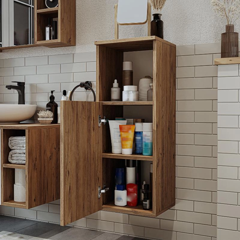 Colonna bagno sospesa 1 anta vano 35xH90 cm rovere Ocean