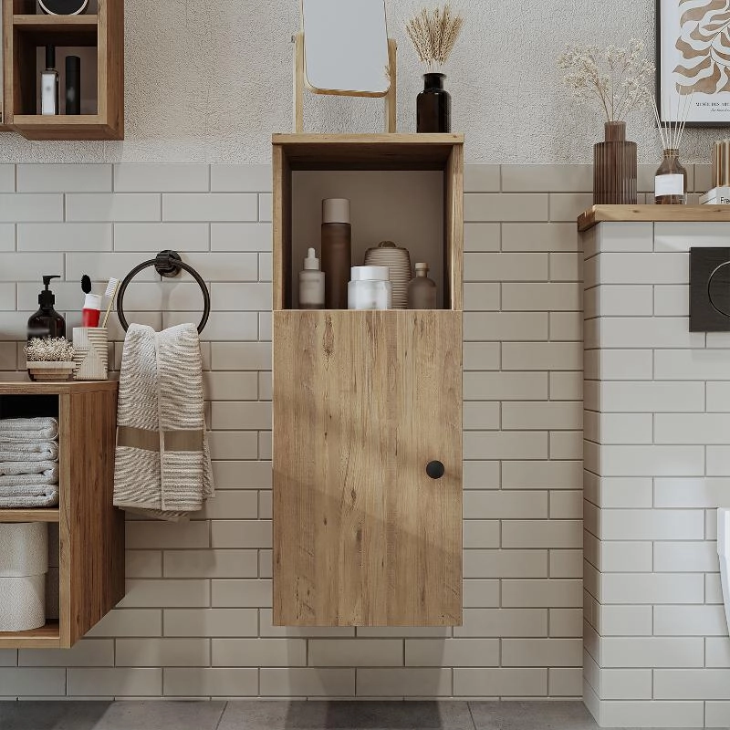 Colonna bagno sospesa 1 anta vano 35xH90 cm rovere Ocean