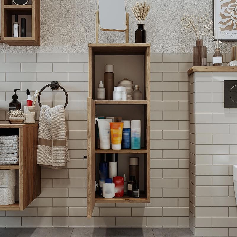 Colonna bagno sospesa 1 anta vano 35xH90 cm rovere Ocean
