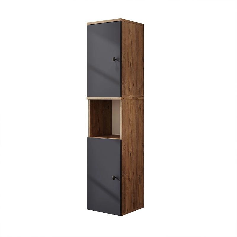 Colonna bagno alta sospesa 2 anta vano 35xH150 cm rovere antracite Ocean