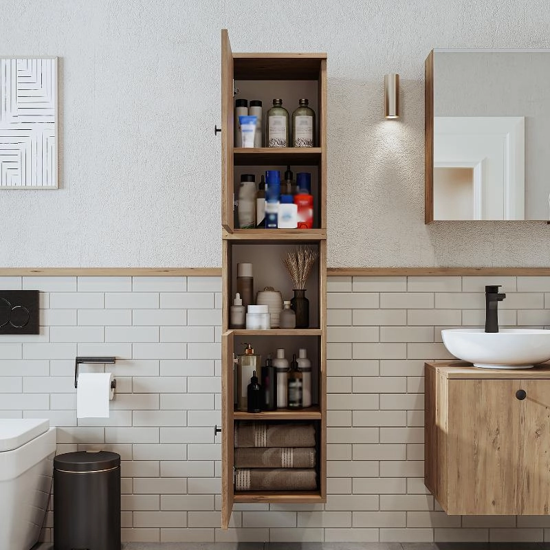 Colonna bagno alta sospesa 2 anta vano 35xH150 cm rovere Ocean