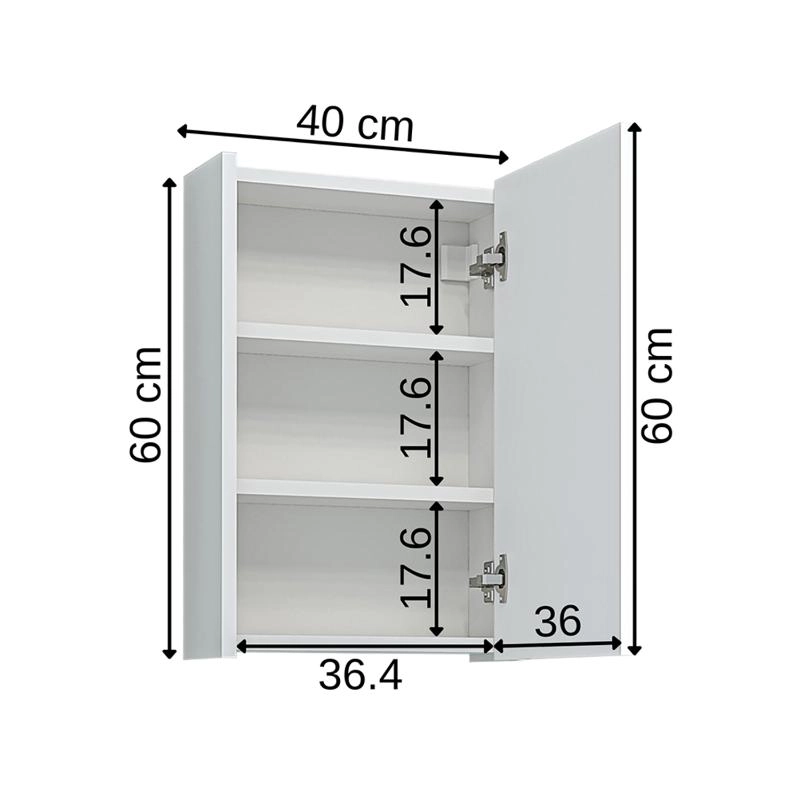 Specchio bagno contenitore 1 anta 40xH60 bianco Drift