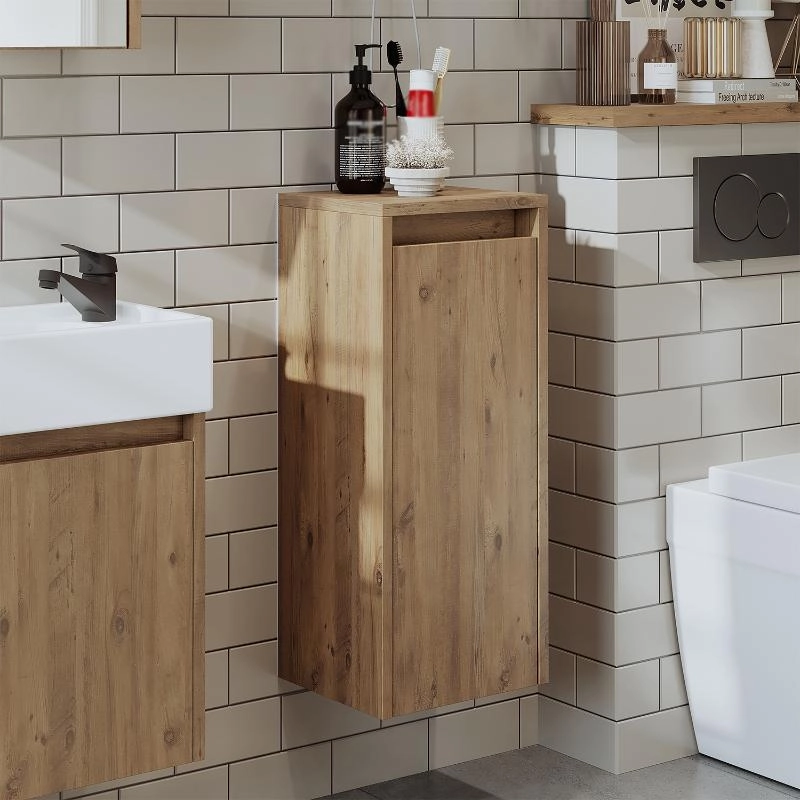 Colonna bagno sospesa 1 anta ripiano 30xH70 cm rovere Drift