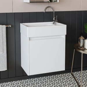 Mobile bagno sospeso lavabo incasso 50 cm bianco Drift
