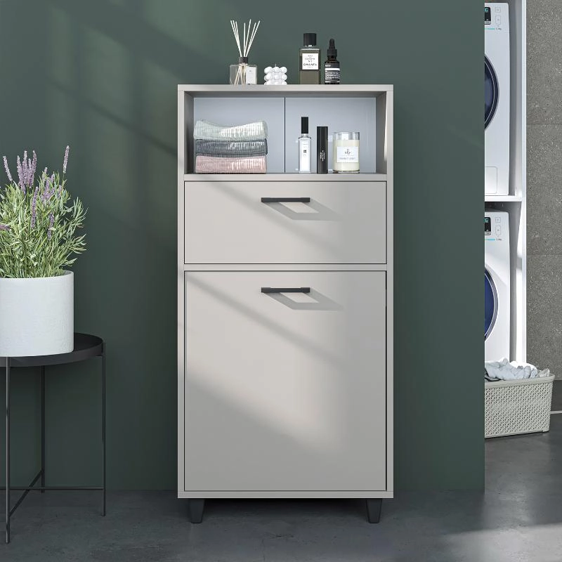 Mobile lavanderia colonna bagno cesto portabiancheria 45xH125 tortora Sirena