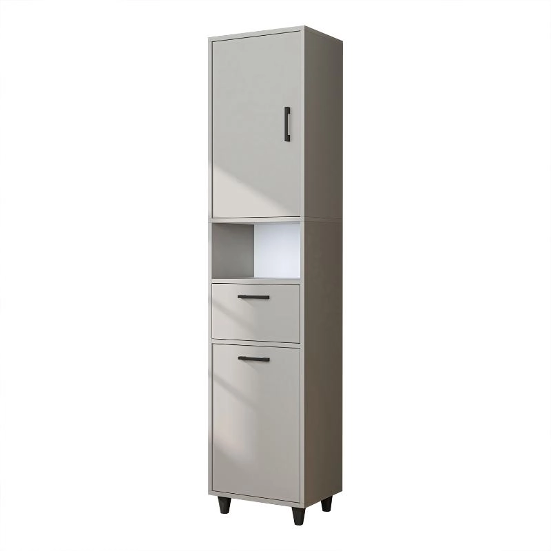 Mobile lavanderia colonna bagno cesto portabiancheria 45xH200 tortora Sirena