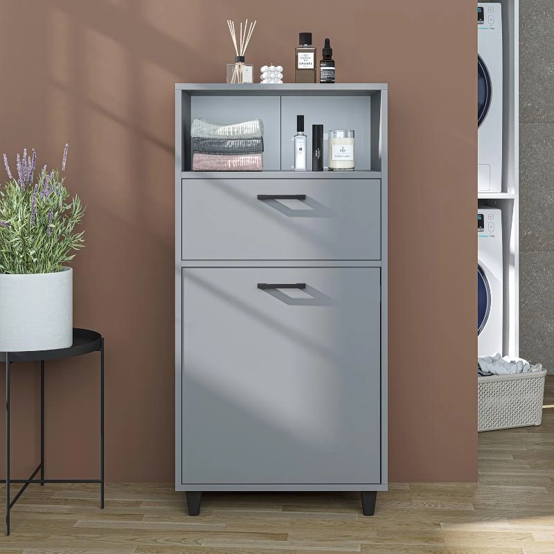 Mobile lavanderia colonna bagno cesto portabiancheria 60xH125 grigio Sirena