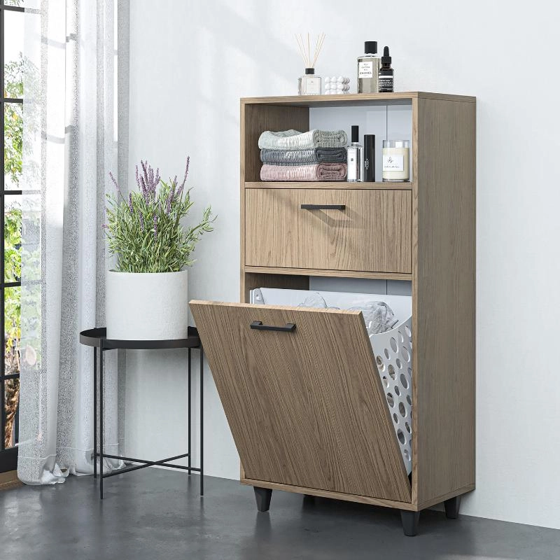 Mobile lavanderia colonna bagno cestoportabiancheria 60xH125 rovere chiaro Sirena