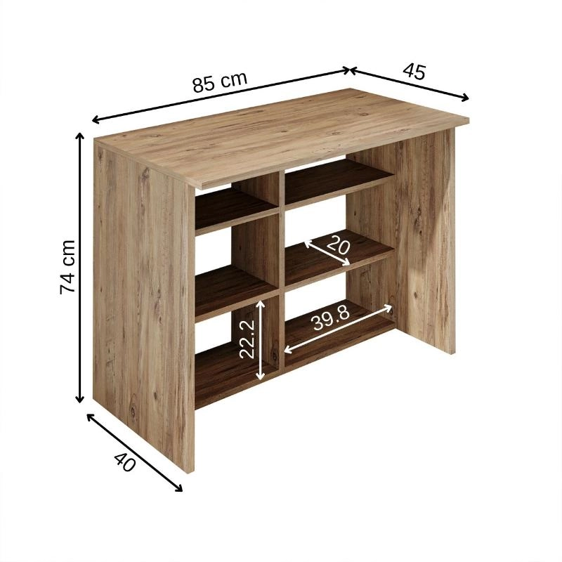 Scrivania ufficio moderna lineare libreria 85xH74 cm rovere Duty