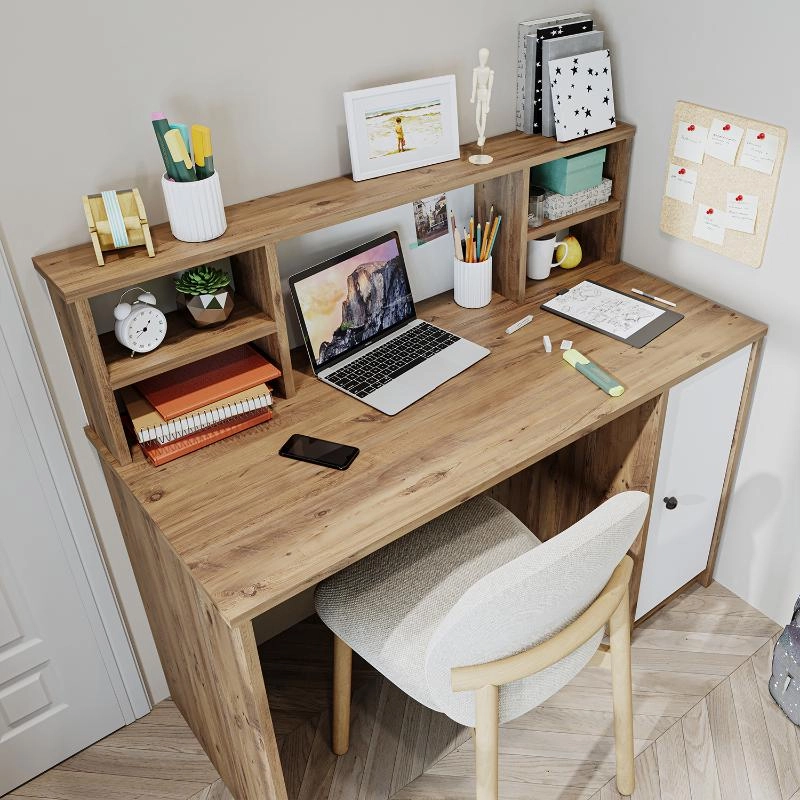 Scrivania ufficio moderna lineare libreria 120xH106 cm bianco rovere Volume