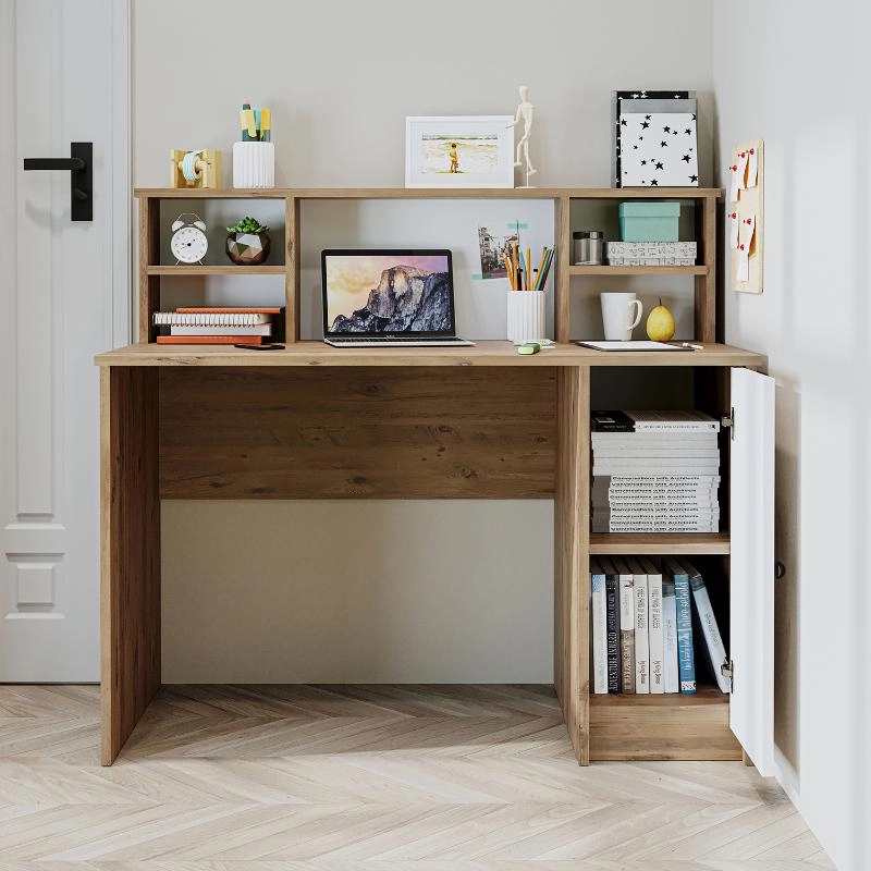 Scrivania ufficio moderna lineare libreria 120xH106 cm bianco rovere Volume