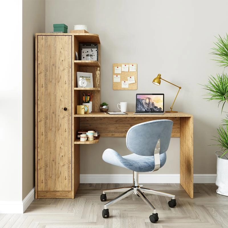 Scrivania moderna ufficio libreria attrezzata 143xH143 cm rovere Vision-S