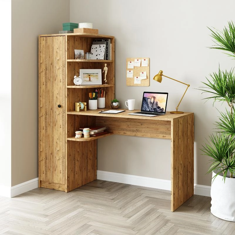 Scrivania moderna ufficio libreria attrezzata 143xH143 cm rovere Vision-S