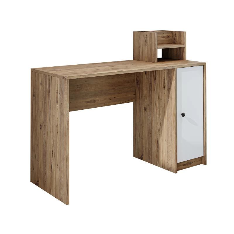Scrivania ufficio moderna lineare libreria 1 anta 120xH100 cm rovere bianco Flus