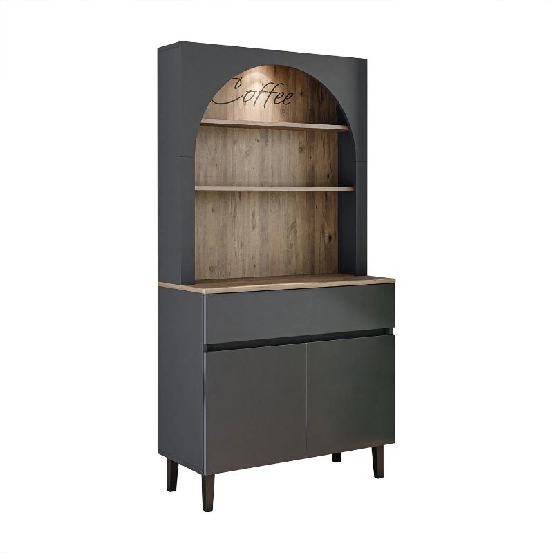 Mobile da cucina dispensa multiuso 90xH179 cm antracite rovere Coffee
