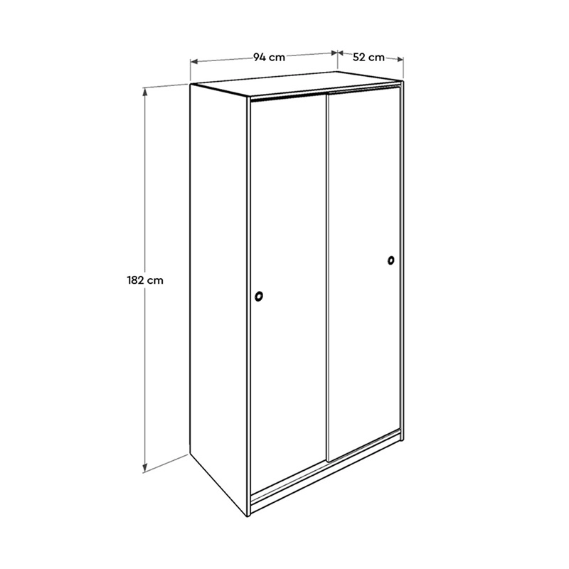Armadio 2 ante scorrevoli camera da letto 94xH182 cm bianco Oscar