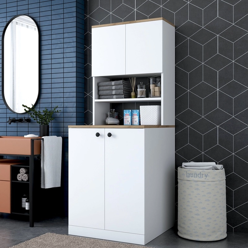 Mobile lavatrice armadio chiuso 4 ante 70xH183 bianco noce Laver