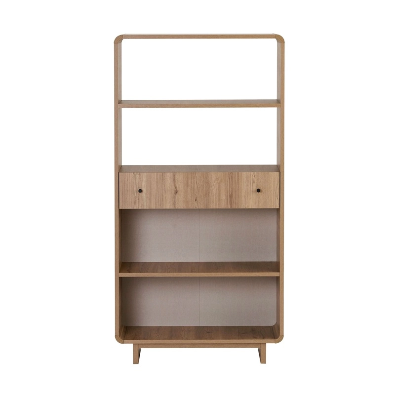 Libreria moderna soggiorno design 1 cassetto 78xH153 cm rovere Tudor
