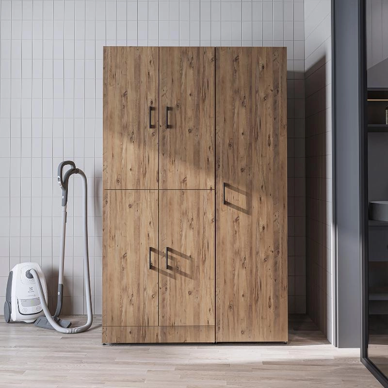 Armadio chiuso mobile lavatrice ripiani portascope 115xH185 rovere oldwook Shine-1