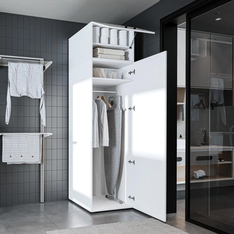 Colonna mobile armadio portascope lavanderia 60xH230 cm bianco Shine-2