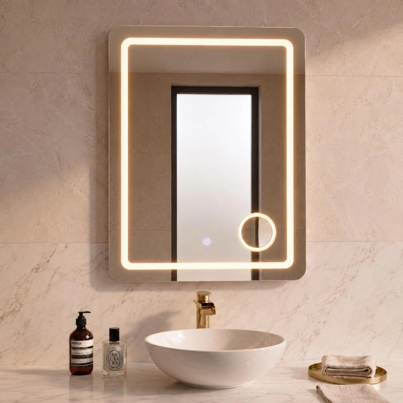 Specchio bagno led 80xH60 tondo design luce naturale