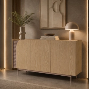 Credenza madia moderna soggiorno 132xH90 cm 3 ante rovere Kimera