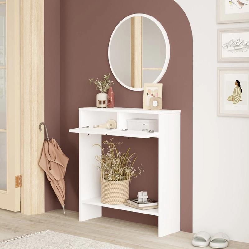 Mobile consolle ingresso salvaspazio specchio toeletta 80 cm bianco Anastasia