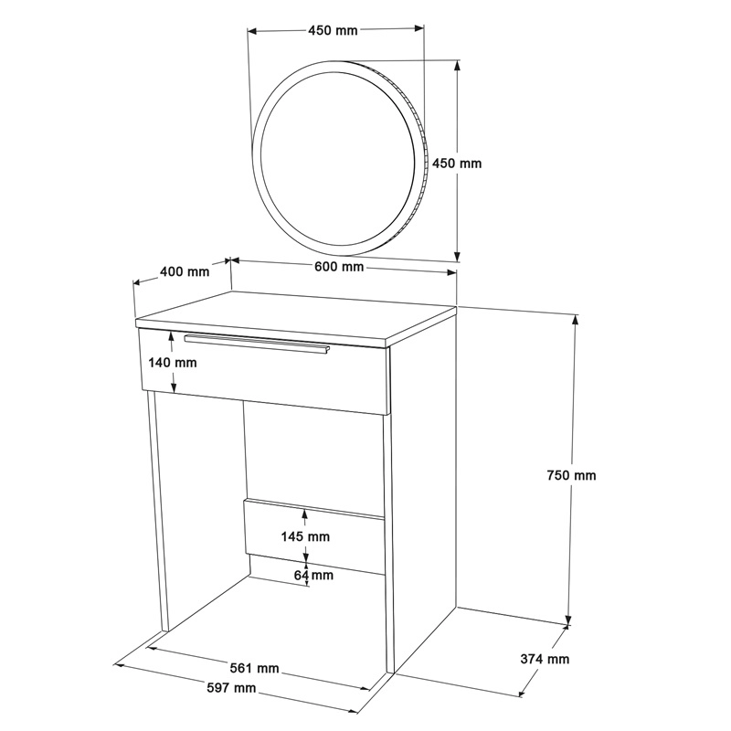Mobile consolle ingresso salvaspazio specchio toeletta 60 cm rovere Rubik