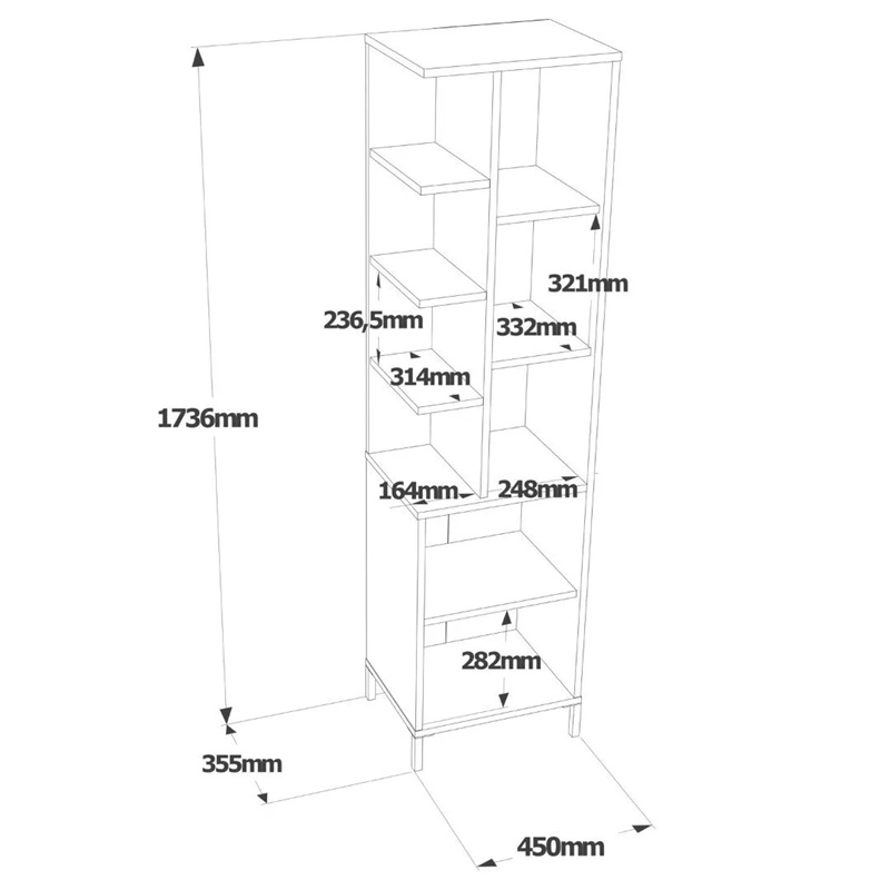 Colonna bagno moderna a terra 2 ante 45xH174 cm bianco rovere Tower