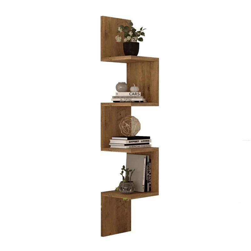 Mensola libreria angolare 22xH117 cm pensile da parete design moderno rovere Cobra