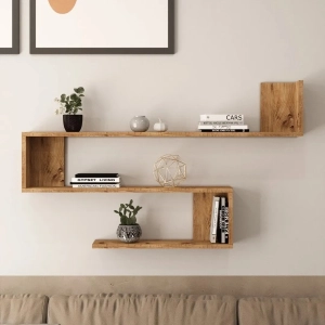 Mensola libreria 120xH71 cm pensile da parete design moderno rovere Boa
