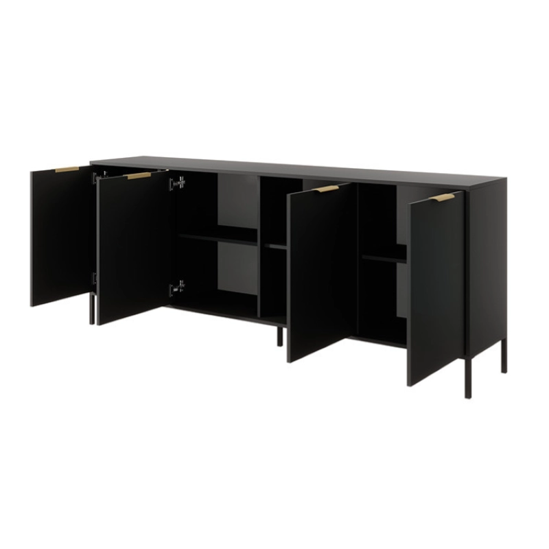 Credenza madia moderna 203xH81 4 ante antracite oro Sky