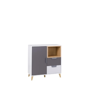 Comò cameretta ragazzi 80xH84 rovere antracite bianco Ala