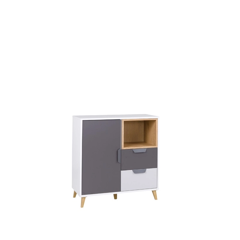 Comò cameretta ragazzi 80xH84 rovere antracite bianco Ala